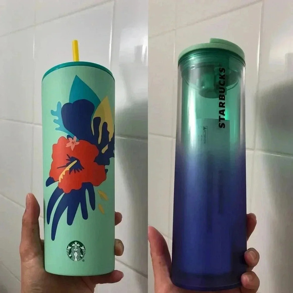 Starbucks Mint Hibiscus Venti & Ombré Tumblers - Picture 1 of 6
